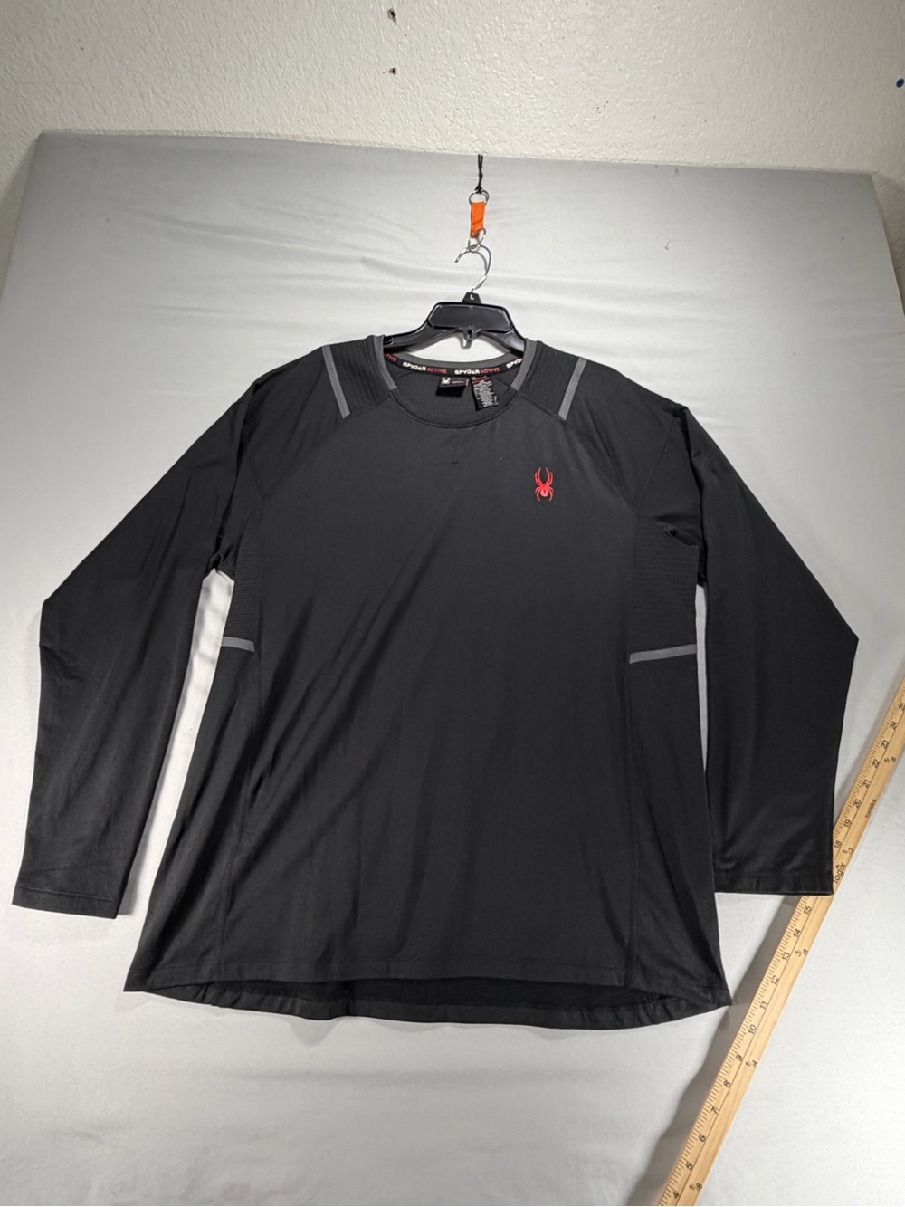 Spyder Mens ProWeb Active Long Sleeve Performance Shirt Black Reflective Sz L